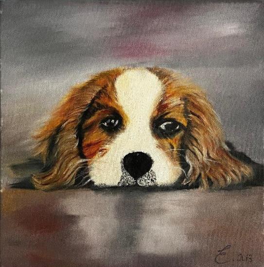 Yağlı boya yavru köpek